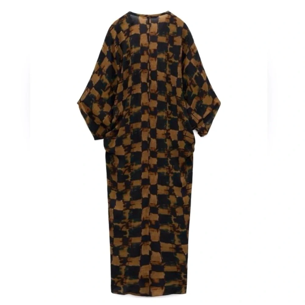 ZARA Viscose Tunic Dress Adjustable Ruched Front Size M-L Limited Edition - Picture 4 of 8